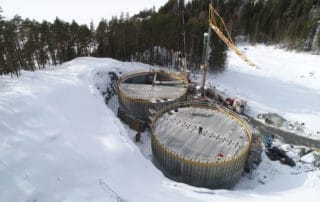 Bilde fra byggingen av Djupedalen Høgdebasseng